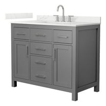 Beckett 42" Dark Gray Single Vanity & Giotto Quartz Top (3-Hole) & Nickel Trim