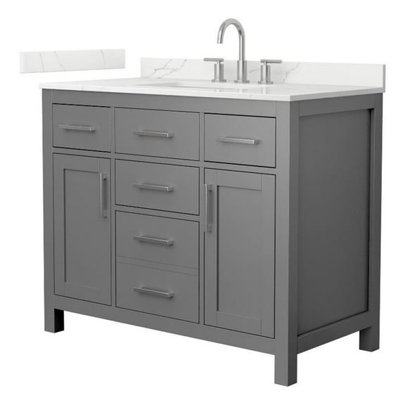 Beckett 42" Dark Gray Single Vanity & Giotto Quartz Top (3-Hole) & Nickel Trim