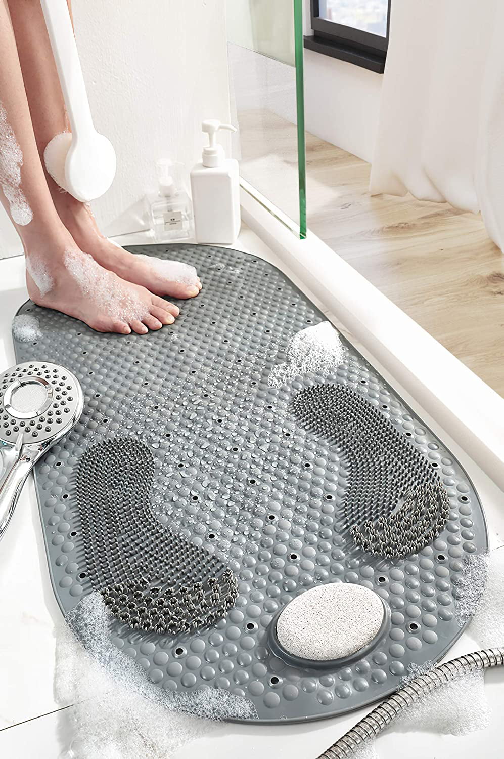 Nonslip Bath Mat Suction Cup Shower Liner Secure Tub Floor Bathroom Accessories 