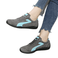 thumbnail image 2 of Domuza Women’s Retro Suede Trim Lace Up Casual Sneakers, Curved Stitch Accent Low Top Lightweight Walking Shoes with Non-Slip Grooved Rubber Outsole Gray 5.5（EU-36）, 2 of 5