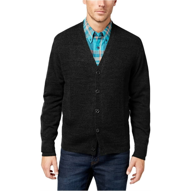 Weatherproof - Weatherproof Mens Textured Cardigan Sweater, Black ...