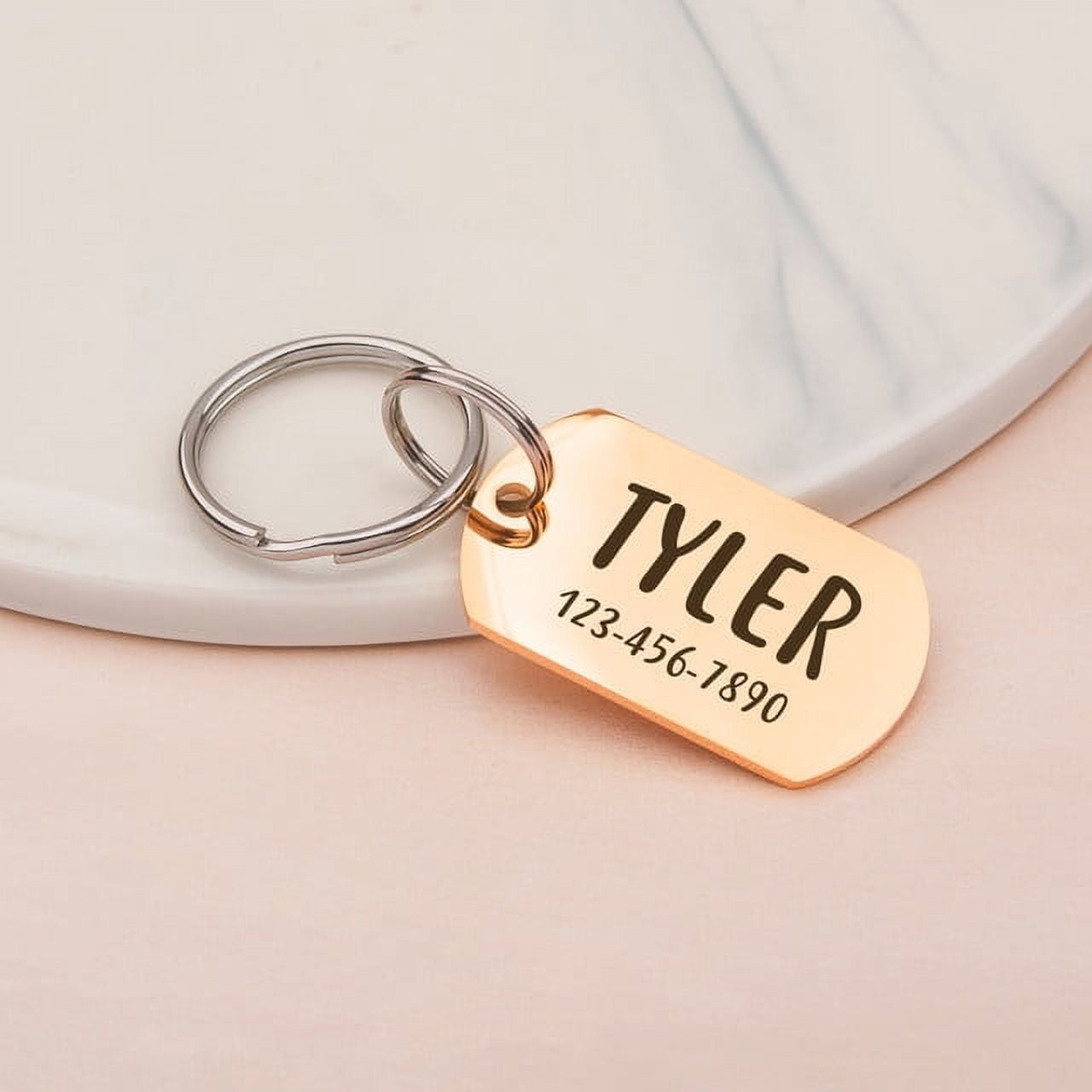 Anavia Stainless Steel Oval Name and Phone Number Engraved Dog ID Tag, Gold, S