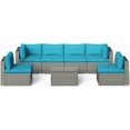 thumbnail image 2 of Mayincolor 7-Piece Modular Outdoor Sectional Wicker Patio Furniture Set with Coffee Table for Porch Balcony Backyard, Light Blue, 2 of 7