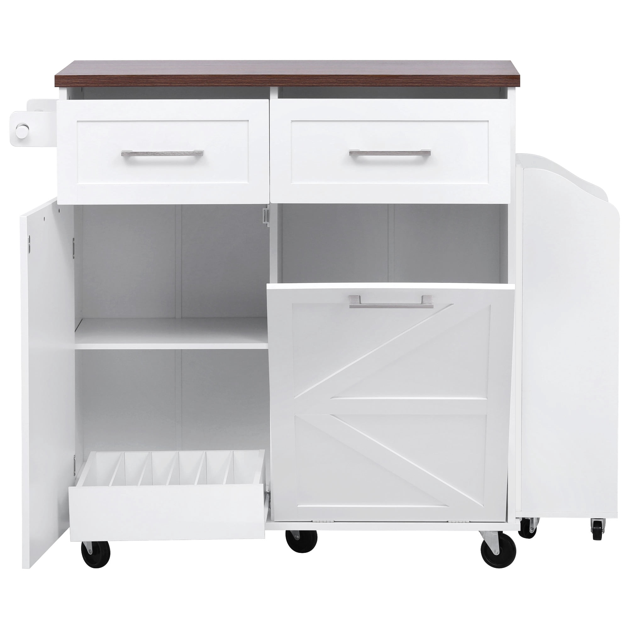 Homy Casa Multi-Function Rolling Utility Cart with Large Storage, Tilt-Out Trash Bin, Adjustable Shelves