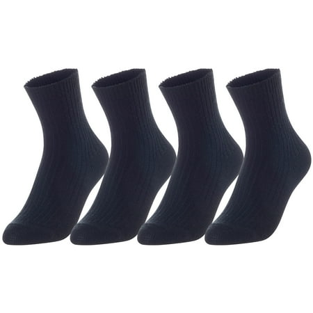 

Lovely Annie Unisex Children s 4 Pairs Thick & Warm Comfy Durable Wool Crew Socks. Perfect as Winter Snow Sock and All Seasons LK08 Size 6Y-8Y Black