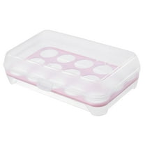 Toyeng 15 Compartment Refrigerator Egg Box Pink Large Capacity Egg Holder for Refrigerator Egg Fresh Storage Box for Fridge Egg Storage Container Organizer Clear Plastic Storage Container