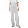 thumbnail image 1 of Pantalones de trabajo de mujer, de pierna ancha y cintura alta - Poliéster y spandex, estilo informal de negocios, bolsillos delanteros plisados, ropa para la oficina y las vacaciones, 1 of 6
