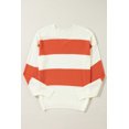 thumbnail image 6 of Women's Orange Stripe Color Block Drop Shoulder Bubble Sleeve Sweater | [ZhiHiMeRi] | (US 12-14)L, 6 of 12