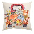 thumbnail image 3 of Set of 4 Hello Fall Throw Pillow Covers 18"x18", Thanksgiving Day Fall Decorations for Home, Truck Farm Gnomes Pumpkins Cotton Linen Pillow Covers Cushion Case Couch, Bed, Office, 3 of 5