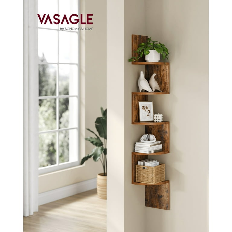 Corner Shelf Wall 2024 Mount of 5 Tier Rustic Wood Floating Shelves