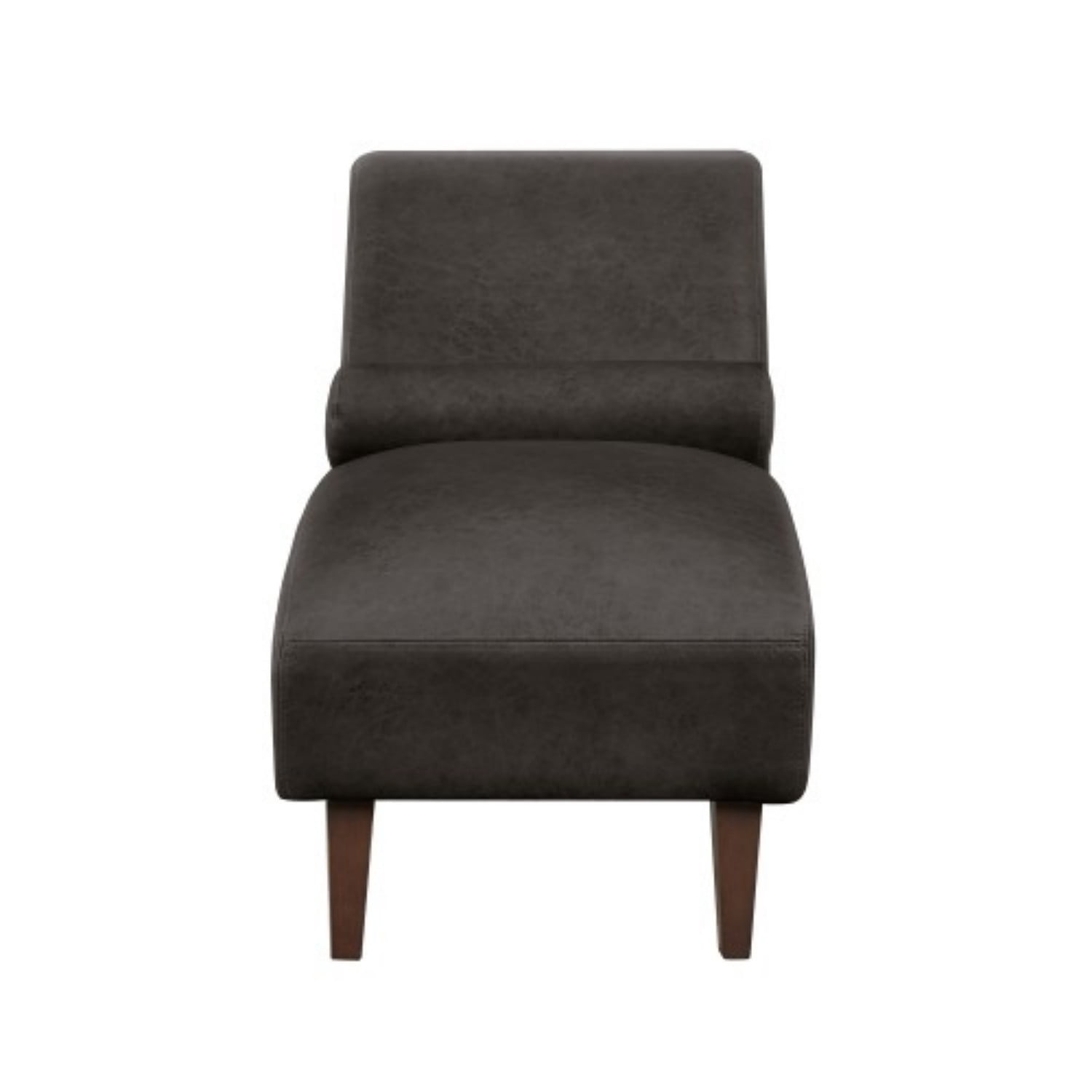 Chaise Lounge Chair with Bolster Pillow, Modern Curved Lounge Chair in Premium Tech Fabric, Upholstered Reading Chaise for Living Room & Bedroom, Wooden Legs, 400 lbs Capacity, Dark Gray