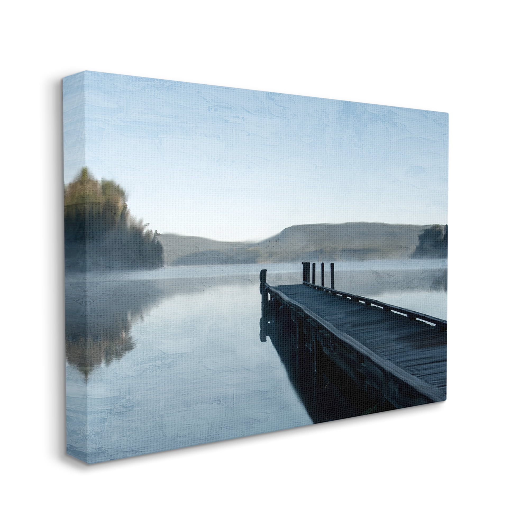 Stupell Industries Distant Lake Dock Landscape Painting Gallery Wrapped Canvas Art Print Wall Art, 40 x 30