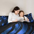 thumbnail image 4 of Castle Fairy 3D Metallic Blue Wave Full Size Comforter Sets 3-Piece,Curved Glossy Abstract Texture Bedding Comforter Set,Dark Azure,Black Reversible,1 Comforter and 2 Pillowcases, 4 of 6