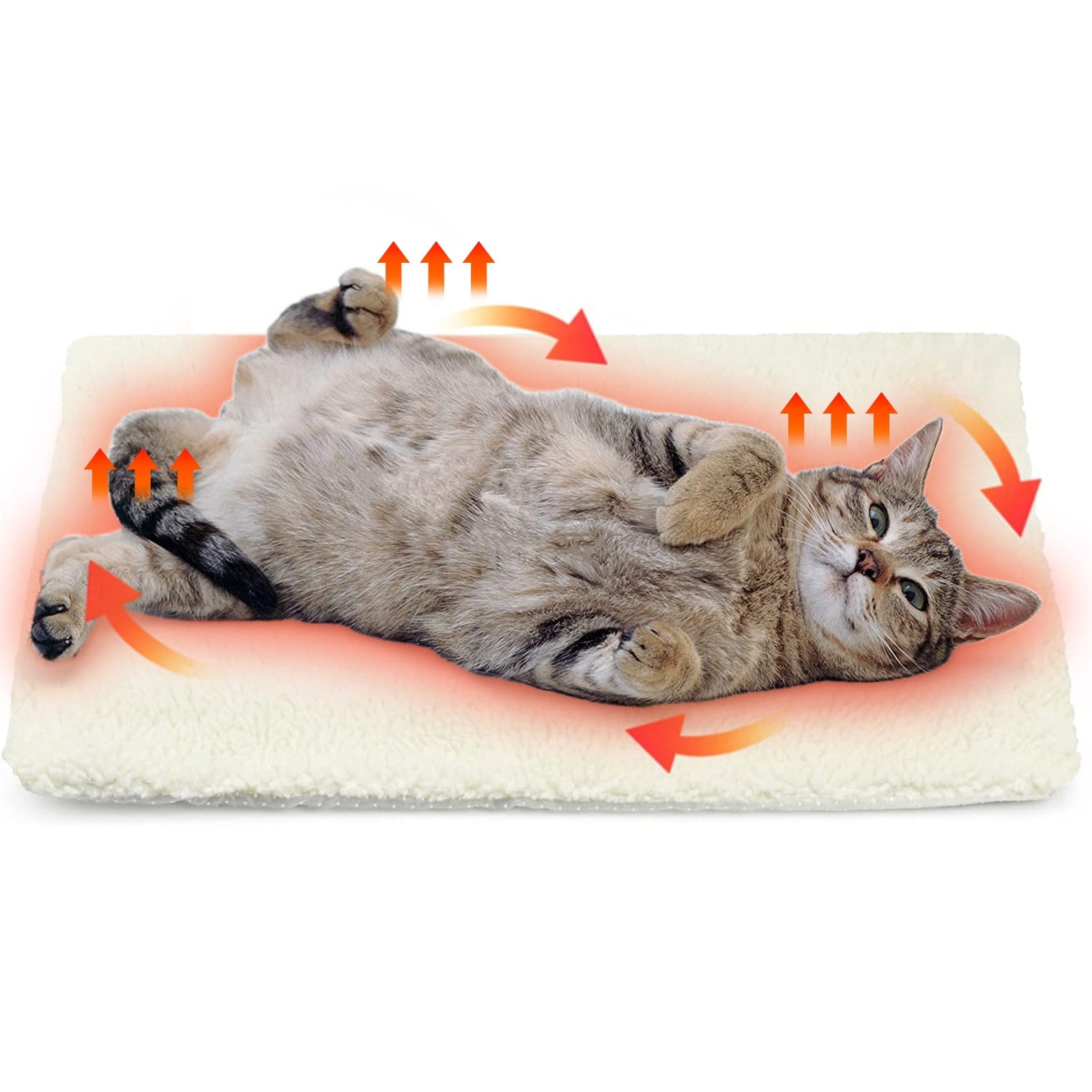 CheAAlet Self-Warming Pet Bed - Washable, Heat Storage Aluminum Foil Lining for indoor/Outdoor Cats & Dogs - No Plug or Electricity Needed - 24x18 inch Beige