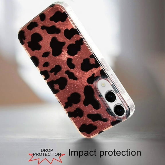 For Samsung Galaxy s25 Ultra Glitter Double Layer Design IMD TPU Case - Beauty Leopard