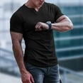 thumbnail image 5 of Mens Shirts Summer Men Casual Solid Round V-neck Slim Short-sleeved T-shirt Bottoming Shirt Tops, 5 of 7