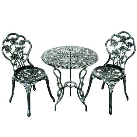 Aluminum Patio Sets Clearance Topbuy Rose Design Bistro Set Antique Aluminum Bench Patio Garden Chair for Outdoor Green ()