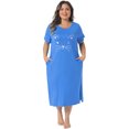 thumbnail image 3 of DARING DIVA Women's Plus Size Cute Cat Print Pockets Nightgown 3X Blue, 3 of 6