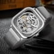 thumbnail image 5 of Reloj cuadrado de hombre mecánico de acero inoxidable esqueleto resistente al agua Eccomum Mirar, 5 of 6