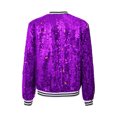 thumbnail image 2 of YUUMIN Kids Girls Metallic Hip Hop Jazz Jackets Long Sleeve Zip-up Outerwear for Performance Purple 6, 2 of 4