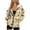 Bear and Love Yellow, variant on Women's Full Zip Up Hoodie Long Sleeve Oversized Sweatshirts Jacket Full Zip Up Casual Wear Fall Winter Zebra Stripes Pattern with Pockets, L