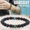 thumbnail image 4 of Hombres Mujeres Piedra Natural Lava Rock Difusor Pulsera Elástica Yoga Ágata Cuentas Pulsera Brazalete, 4 of 5