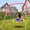 Pink, variant on Pawverly Heavy Duty Swing Set for Backyard, Metal Outdoor Swing Stand Supports Up to 440lbs, Includes 32” Saucer Swing and 26.2” Belt Seat for Backyard Playground Fun