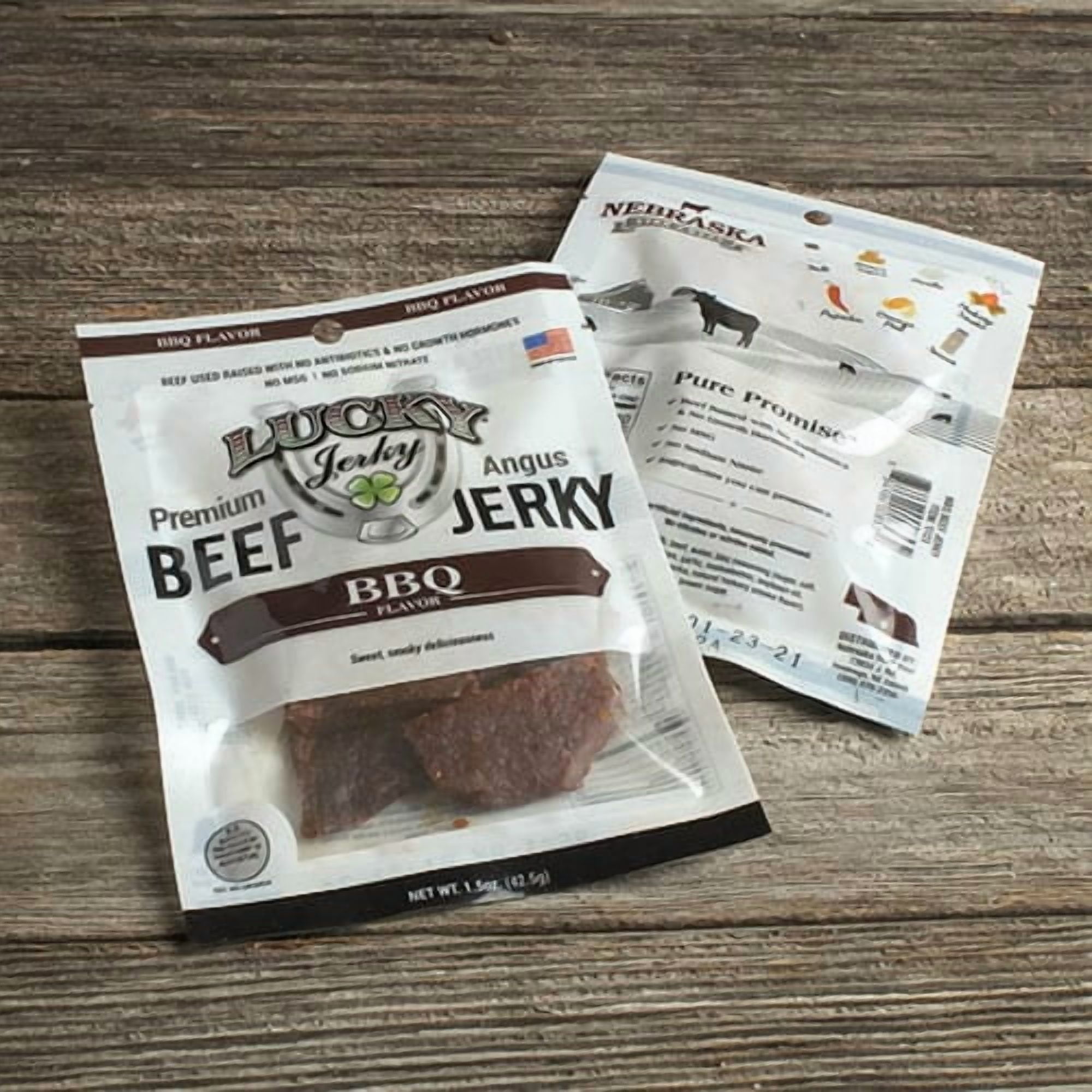 Lucky Beef Jerky BBQ Slab 1.5oz - 4 Pack High Protein Snack