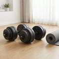 thumbnail image 1 of SONGMICS Juego de Mancuernas Ajustables, con Barra Adicional, 30 kg, para Hombres y Mujeres, Entrenamiento de Fitness, Levantamiento de Pesas en el Gimnasio de casa - 1 Par, Negro, 1 of 9