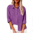 thumbnail image 2 of Snoarin Shirts for Women Color Button Shirts V Neck Loose Blouse Longt Sleeve Casual Work Tunic Tops with Pocket S-5XL, 2 of 8