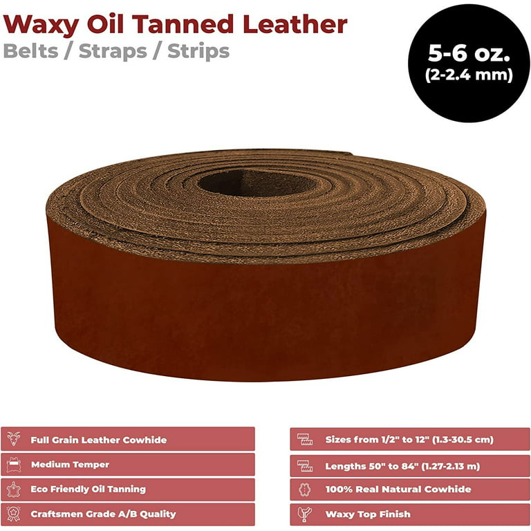 European Leather Work Oil Tanned Leather 5-6 OZ 2-2.4mm Pre-Cut Size:  10x10 Medium Brown Color Full Grain Cowhide Handmade Waxy Finish Leather  for DIY, Crafts, Sheaths, Sewing, Workshop 