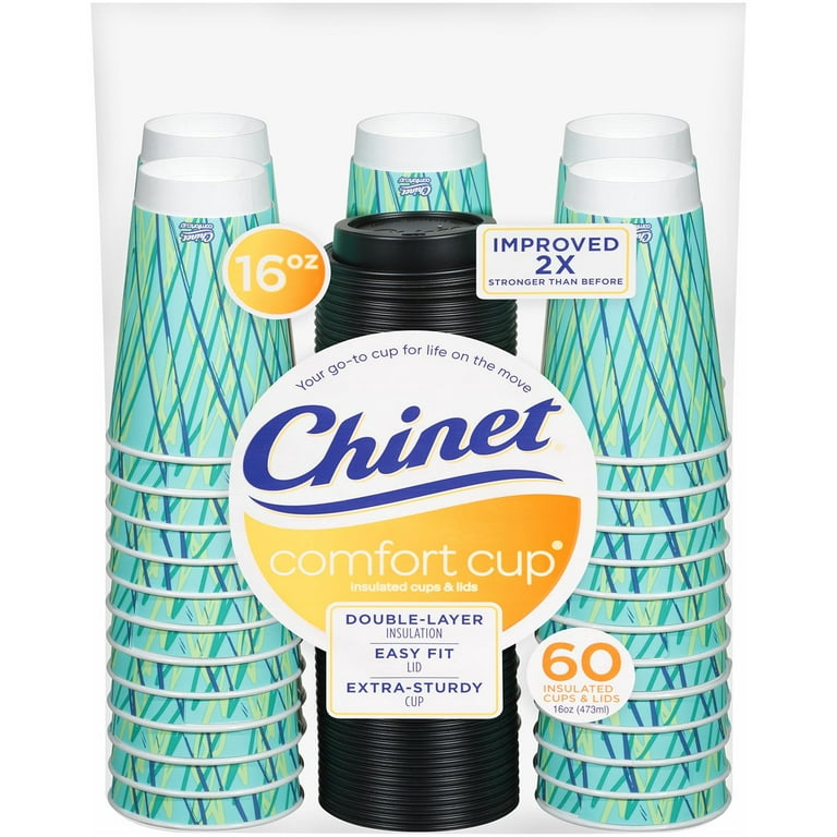 Chinet Comfort Disposable Hot Cups & Lids, 18 cups and Lids 16 oz