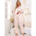 thumbnail image 3 of DARING DIVA Women's Satin Floral Button Down Pajama Sets 2XL Pink Stripe, 3 of 6