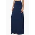 thumbnail image 3 of TheMogan Women's Casual Lounge Solid Foldable High Waist Draped Jersey Relaxed Long Maxi Skirt Light Navy L, 3 of 7