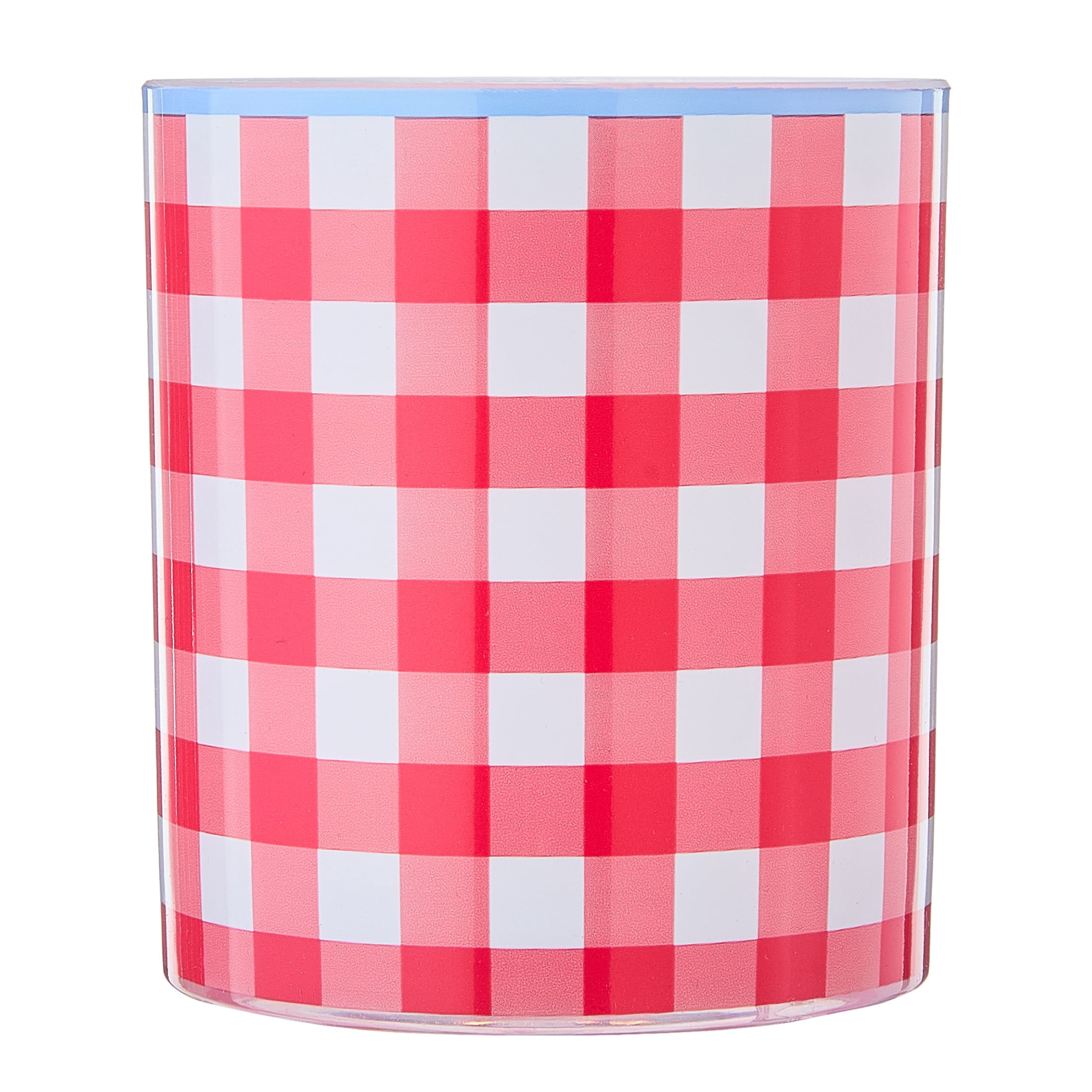 Sheila Bridges Philadelphia Red Gingham Lowball Tumblers, 4 Count