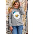 thumbnail image 3 of ABPHQTO Top desgastado con hombros descubiertos y estampado de margaritas y mariposas para mujer, 3 of 5