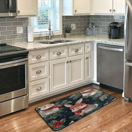 

Long Floor Mat 39x20Inch Kitchen Mat Bathroom Mat Living Room Mat Bedroom Mat Absorbent Delicate Fabric No Ball Do Not Fade Christmas Scarf Bunny