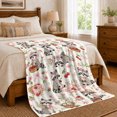 thumbnail image 6 of Raccoons with Picnic Baskets and Flowers, Whimsical Storybook Style for Animal Lovers, Berry Tablecloth Scene and Birthday Gift, Cozy Flannel Blanket for Bedroom and Living Room, Home Decor, 6 of 7