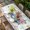 Pink, variant on Spring Table Cloths for 8 Foot Rectangle Tables, Truck Botanical Rose Leaves Blue White Plaid Patio Waterproof Elastic Fitted Tablecloths, Washable Rectangular Table Cover for Camping