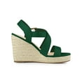 thumbnail image 3 of BLISSFUL STEP Women's Shoes Crisscross Ankle Strap Espadrille Wedge Sandals Emerald Green 8.5, 3 of 7