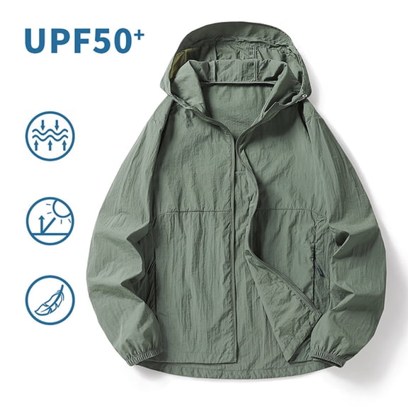 Yaoyar Men And Women Summer UPF 50 Sun Protection Athletic Hoodie Breathable Sun Protection Full Zip Long Sleeve Outdoor Fitted Hooded Fishing Clothing Hiking Outdoor Jacket