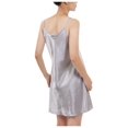 thumbnail image 3 of INSPIRE CHIC Women's Satin Slips Ruffles Hem Spaghetti Strap Plus Size Silky Camisole Nightgown Dress XL Silver Gray, 3 of 6