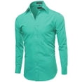 thumbnail image 2 of Omega Italy Men's Long Sleeve Dress Shirt Solid Color Regular Fit 25 Colors, 2 of 5