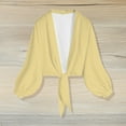 thumbnail image 2 of TTUHYWXI Women's 2025 Summer Lightweight Short Bolero Cardigan Shrug Sheer Tie Front Top 3/4 Sleeve Jacket for Dress (Yellow, XL), 2 of 6