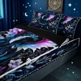 thumbnail image 3 of meiyoeat Mystical Dragon Zipper Twin Comforter Sets with Fitted Sheet and 2 Pillowcases for Kids Girls, Floral Fantasy Zipper Bedding Set for Bedroom, Blue Purple, Black ReversibleB, 3 of 6