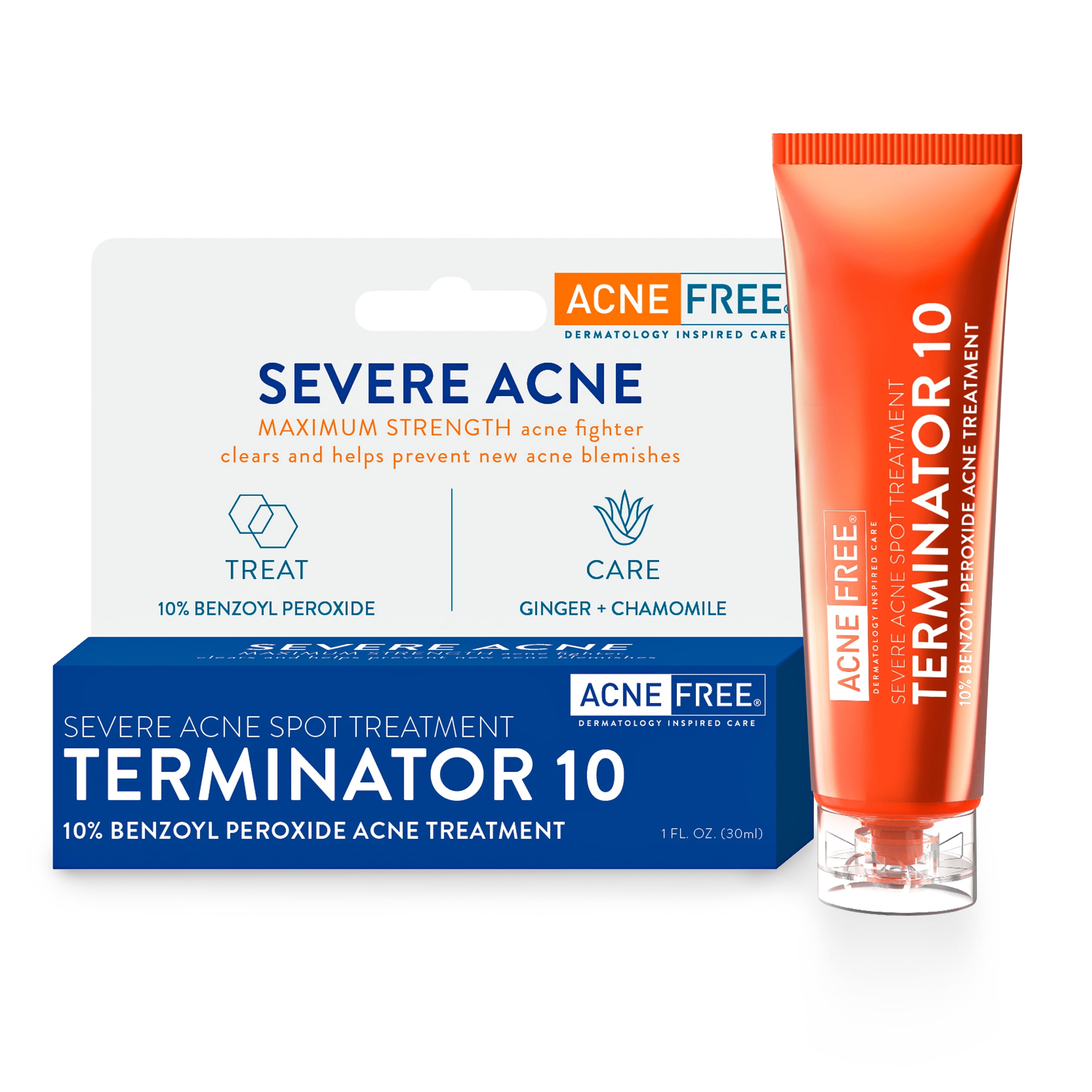 AcneFree Terminator 10 Acne Spot Treatment Cream with 10% Benzoyl Peroxide, 1 fl oz