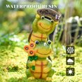 thumbnail image 3 of Bmag Garden Turtle Statue Decoration, Solar Garden Decor Two Frog Face Cute Turtle for Patio Yard, 3 of 9