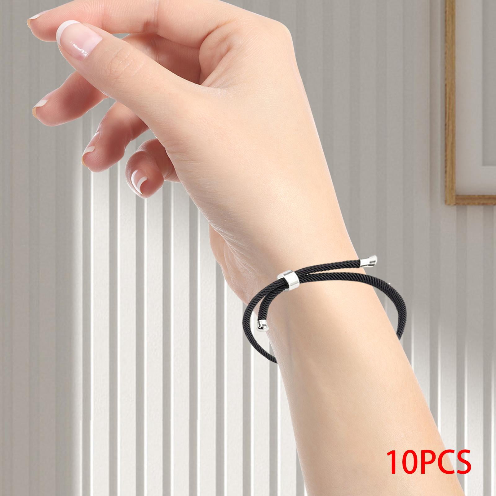 Tachiuwa 2x10 Pieces Nylon Twisted Cord Bracelet Making Findings Fashion Rope Bracelet Black Argent