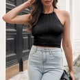 thumbnail image 4 of SMihono Hauts pour Femmes Débardeur pour Femmes Mode Décontractée Sans Manches à Col Licou Découpé Super Court Débardeur à Col Rond Hauts Blouse Débardeurs pour Femmes Hauts d'Été pour Femmes, 4 of 6