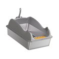 thumbnail image 4 of Caja de arena para gatos, orinal para gatos de interior, inodoro con cuchara para arena, bandeja de arena, práctico orinal para mascotas para animales Gris claro, 4 of 10